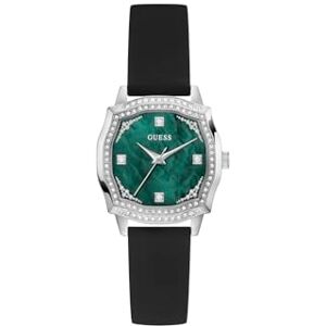 GUESS Damarmbandsur LIV med zirkon, svart silikonarmband, mineralglas, grön urtavla, 3 bar, husdiameter: 32 mm, GW0932L1 GUESS Damarmbandsur LIV med zirkon, svart silikonarmband, mineralglas, grön urtavla, 3 bar, husdiameter: 32 mm, GW0932L1