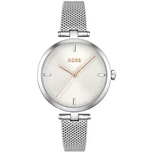 Boss analog kvartsklocka för kvinnor med silver rostfritt stål nätarmband – 1502653, Silver/vit, En storlek, Armband Boss analog kvartsklocka för kvinnor med silver rostfritt stål nätarmband – 1502653, Silver/vit, En storlek, Armband