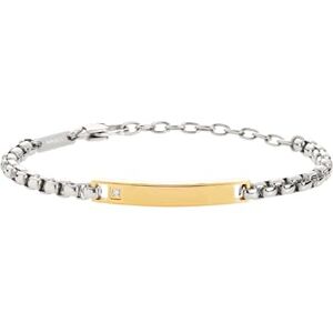 Breil Armband TAG & CROSS für Herren aus Edelstahl mit Zirkonia in der Farbe Silber/Gold, mit Karabinerverschluss, Länge: 22 cm, TJ3220 Breil Armband TAG & CROSS für Herren aus Edelstahl mit Zirkonia in der Farbe Silber/Gold, mit Karabinerverschluss, Länge: 22 cm, TJ3220
