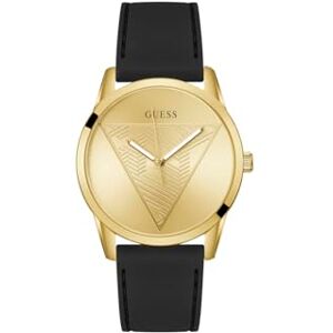 GUESS Clark herrarmbandsur rostfritt stål, 42 mm, silikonarmband, svart, 3 bar, urtavla: Guld, GW0957G2 GUESS Clark herrarmbandsur rostfritt stål, 42 mm, silikonarmband, svart, 3 bar, urtavla: Guld, GW0957G2