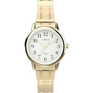 Timex Easy Reader Klocka på 25 mm för kvinnor, guldfärgat förlängningsband i rostfritt stål, vit urtavla, boett i guldton Timex Easy Reader Klocka på 25 mm för kvinnor, guldfärgat förlängningsband i rostfritt stål, vit urtavla, boett i guldton