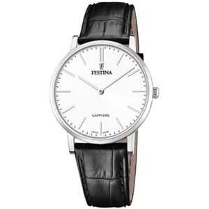 Festina Uhr Für Herren F20012/1 Swiss Made Silber Edelstahl Case SchwarzLeder Band Festina Uhr Für Herren F20012/1 Swiss Made Silber Edelstahl Case SchwarzLeder Band
