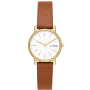 Skagen Signatur Damklocka, kvartsverk med armband i rostfritt stål eller läder, Brun och vit Skagen Signatur Damklocka, kvartsverk med armband i rostfritt stål eller läder, Brun och vit