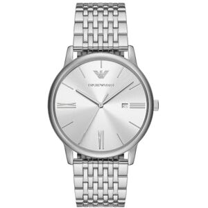 Giorgio Armani herrklocka, kvartsurverk och 42 mm boettstorlek med armband i rostfritt stål, läder eller silikon,Silverton och vit,42MM Giorgio Armani herrklocka, kvartsurverk och 42 mm boettstorlek med armband i rostfritt stål, läder eller silikon,Silverton och vit,42MM