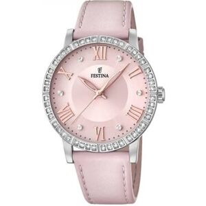 Festina Damer analog kvarts smart klocka armbandsur med läderarmband F20412/2, ROSA, Einheitsgröße, Klassisk