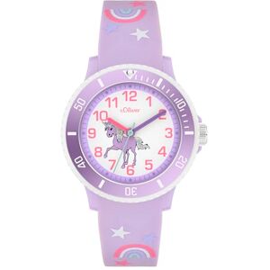 s.Oliver barnklocka – rund – lila – 38 mm – klocka av plast med kvartsurverk på silikonband med stiftspänne – analog armbandsur – 5 atm vattentät – reptålig s.Oliver barnklocka – rund – lila – 38 mm – klocka av plast med kvartsurverk på silikonband med stiftspänne – analog armbandsur – 5 atm vattentät – reptålig