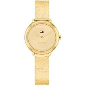 Tommy Hilfiger två-visare-kvartsurverk klocka för kvinnor med guldfärgad rostfritt stål mesh länkarmband, Guld, Armband Tommy Hilfiger två-visare-kvartsurverk klocka för kvinnor med guldfärgad rostfritt stål mesh länkarmband, Guld, Armband