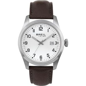 Breil Classic Elegance kronografklocka för män med läderrem, 5 bar vattentålighet, fodraldiameter: 42 mm, EW0663, silver, modern Breil Classic Elegance kronografklocka för män med läderrem, 5 bar vattentålighet, fodraldiameter: 42 mm, EW0663, silver, modern