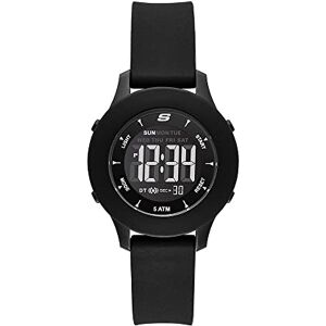 Skechers Horloge voor dames, Digitaal uurwerk met siliconen, polyurethaan, lederen of roestvrij stalen band,Gitzwart,37MM Skechers Horloge voor dames, Digitaal uurwerk met siliconen, polyurethaan, lederen of roestvrij stalen band,Gitzwart,37MM