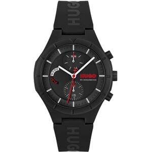 HUGO analog multifunktionell kvartsklocka för män #LIT multikollektion med svart eller vitt silikonarmband, Svart, armband HUGO analog multifunktionell kvartsklocka för män #LIT multikollektion med svart eller vitt silikonarmband, Svart, armband