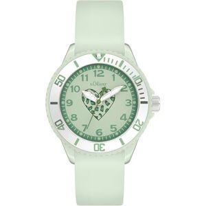 s.Oliver Kinderuhr Rund Grön 38 mm Uhr aus Kunststoff med kvartsrörelse på silikonband med Dornschließe analogt armbandsur 5 ATM vattentät reptålig s.Oliver Kinderuhr Rund Grön 38 mm Uhr aus Kunststoff med kvartsrörelse på silikonband med Dornschließe analogt armbandsur 5 ATM vattentät reptålig
