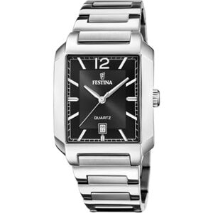 Festina Herrklocka F20677/4 på torget rostfritt stål fodral grått rostfritt stålarmband, Färg: svart, vit, Minimalist Festina Herrklocka F20677/4 på torget rostfritt stål fodral grått rostfritt stålarmband, Färg: svart, vit, Minimalist