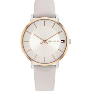 Tommy Hilfiger analog kvartsur för kvinnor med grå läderrem 1782671, Silver/vit, Minimalist Tommy Hilfiger analog kvartsur för kvinnor med grå läderrem 1782671, Silver/vit, Minimalist