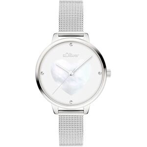 s.Oliver damklocka – rund – silver – 34 mm – elegant damklocka i metall med kvartsurverk – 3 atm vattentät – reptålig s.Oliver damklocka – rund – silver – 34 mm – elegant damklocka i metall med kvartsurverk – 3 atm vattentät – reptålig