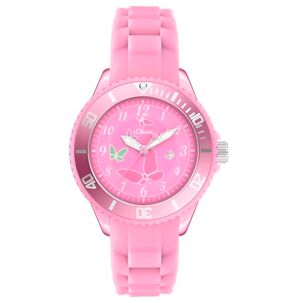 s.Oliver Kinderuhr Rund Rosa 38 mm Uhr aus Kunststoff med kvartsrörelse på silikonband med Dornschließe analogt armbandsur 5 ATM vattentät reptålig s.Oliver Kinderuhr Rund Rosa 38 mm Uhr aus Kunststoff med kvartsrörelse på silikonband med Dornschließe analogt armbandsur 5 ATM vattentät reptålig