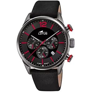 Lotus Herrarmbandsur av rostfritt stål och läder i färgen grå-röd-svart 43 mm, vattentäthet: 10 bar, 18687/6, Grå-svart-röd Lotus Herrarmbandsur av rostfritt stål och läder i färgen grå-röd-svart 43 mm, vattentäthet: 10 bar, 18687/6, Grå-svart-röd