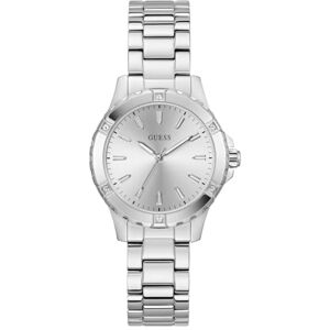 GUESS damklocka mist silver 35 mm med rem i rostfritt stål och 3 bar vattenskydd – GW0948L6 GUESS damklocka mist silver 35 mm med rem i rostfritt stål och 3 bar vattenskydd – GW0948L6