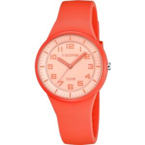 Calypso Unisex analog kvartsklocka med polykarbonatrem K5851/6, Orange Calypso Unisex analog kvartsklocka med polykarbonatrem K5851/6, Orange