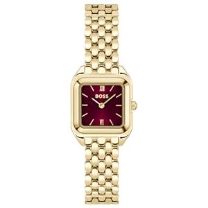 Boss tvåvisare kvartsurverk klocka för damkollektion MAE Petite med rostfritt stål armband – finns i silver, guld eller tvåfärgad, Guld och röd, Armband Boss tvåvisare kvartsurverk klocka för damkollektion MAE Petite med rostfritt stål armband – finns i silver, guld eller tvåfärgad, Guld och röd, Armband