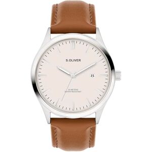 s.Oliver Oliver Herrklocka – rund – silver – 42 mm – klocka av metall med kvartsurverk på konstläderband med stiftspänne – analog armbandsur – 5 ATM vattentät – reptålig s.Oliver Oliver Herrklocka – rund – silver – 42 mm – klocka av metall med kvartsurverk på konstläderband med stiftspänne – analog armbandsur – 5 ATM vattentät – reptålig
