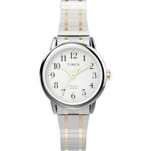 Timex Easy Reader Klocka på 25 mm för kvinnor, silverfärgat förlängningsband i rostfritt stål, vit urtavla, boett i silverton Timex Easy Reader Klocka på 25 mm för kvinnor, silverfärgat förlängningsband i rostfritt stål, vit urtavla, boett i silverton