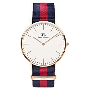 Daniel Wellington Oxford ros kvartsur för män med vit urtavla analog display och flerfärgad nylonrem 0101DW Daniel Wellington Oxford ros kvartsur för män med vit urtavla analog display och flerfärgad nylonrem 0101DW
