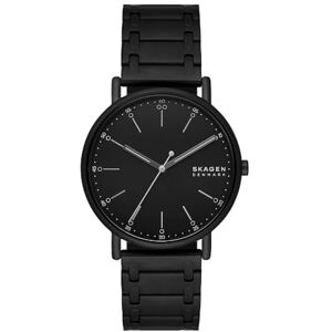 Skagen Signatur Herrklocka, kvartsurverk med läderarmband i rostfritt stål, Jet svart, 40MM Skagen Signatur Herrklocka, kvartsurverk med läderarmband i rostfritt stål, Jet svart, 40MM
