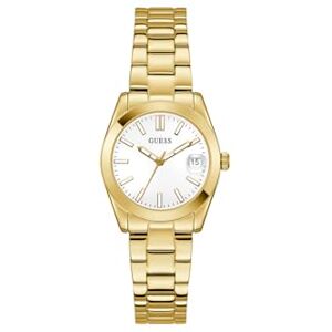 GUESS Damarmbandsur Alice med datumvisning, guldfärgat rostfritt stål armband, mineralglas, vit urtavla, 3 bar, boettdiameter: 32 mm, GW0934L2 GUESS Damarmbandsur Alice med datumvisning, guldfärgat rostfritt stål armband, mineralglas, vit urtavla, 3 bar, boettdiameter: 32 mm, GW0934L2