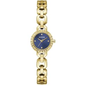 GUESS Siren GW1019L2 kvinnors kvarts analog klocka i rostfritt stål 23 mm silikonrem guld 3 bar blå urtavla GUESS Siren GW1019L2 kvinnors kvarts analog klocka i rostfritt stål 23 mm silikonrem guld 3 bar blå urtavla