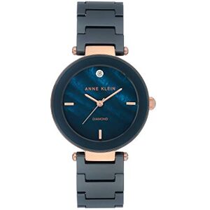 Anne Klein armbandsur för kvinnor med äkta diamanturtavla och keramiskt armbandsur, Marinblå/roséguld Anne Klein armbandsur för kvinnor med äkta diamanturtavla och keramiskt armbandsur, Marinblå/roséguld