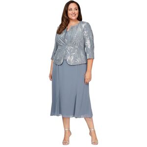 Alex Evenings kvinnors petite tvådelad T-längd smock spetsjacka klänning speciellt tillfälle, stålblå, 38 Alex Evenings kvinnors petite tvådelad T-längd smock spetsjacka klänning speciellt tillfälle, stålblå, 38