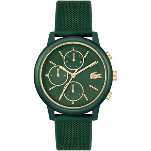 Lacoste Analog multifunktionskvartsklocka för mäns .12.12 Move med silikonarmband i marinblå, grön eller svart, GRÖN, Rem Lacoste Analog multifunktionskvartsklocka för mäns .12.12 Move med silikonarmband i marinblå, grön eller svart, GRÖN, Rem