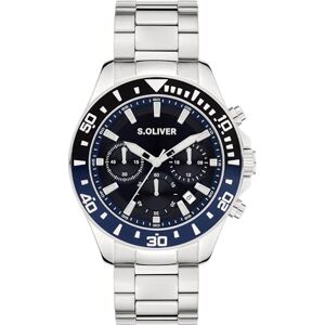 s.Oliver Oliver Herrklocka – rund – silver – 41 mm – klocka av metall med kvartsrörelse på rostfritt stålband med vikspänne – analog armbandsur – 10 ATM vattentät – reptålig s.Oliver Oliver Herrklocka – rund – silver – 41 mm – klocka av metall med kvartsrörelse på rostfritt stålband med vikspänne – analog armbandsur – 10 ATM vattentät – reptålig
