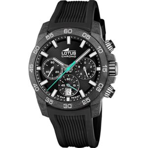 Lotus Herrklocka 18974/3 Chrono kolfiber fodral svart gummiband svart, Svart, rem Lotus Herrklocka 18974/3 Chrono kolfiber fodral svart gummiband svart, Svart, rem