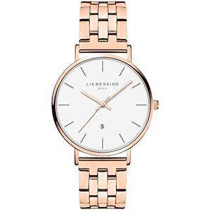 LIEBESKIND Analog kvartsklocka för kvinnor med armband i rostfritt stål, Roséguld, 34 mm, modern LIEBESKIND Analog kvartsklocka för kvinnor med armband i rostfritt stål, Roséguld, 34 mm, modern
