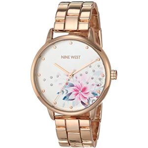 NINE WEST Damarmbandsur med kristallaccent, Rosa guld, NW/2460FLRG NINE WEST Damarmbandsur med kristallaccent, Rosa guld, NW/2460FLRG