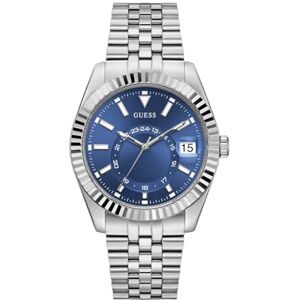 GUESS JADEN Herrarmbandsur rostfritt stål, 42 mm, rostfritt stål armband, silver, 3 bar, urtavla: blå, datumvisning, GW0977G1 GUESS JADEN Herrarmbandsur rostfritt stål, 42 mm, rostfritt stål armband, silver, 3 bar, urtavla: blå, datumvisning, GW0977G1
