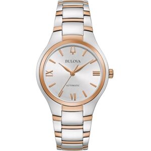 Bulova Sutton Automatic armbandsur för kvinnor i färgen roséguld och silver med armband av rostfritt stål, vattentät: 3 bar, husdiameter: 34 mm, 98L313 Bulova Sutton Automatic armbandsur för kvinnor i färgen roséguld och silver med armband av rostfritt stål, vattentät: 3 bar, husdiameter: 34 mm, 98L313