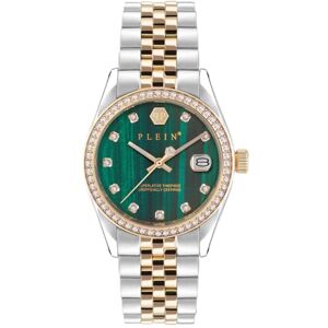 Philipp Plein damklocka analog kvarts datum superlative rostfritt stål, Silver/guld/grön, Modern Philipp Plein damklocka analog kvarts datum superlative rostfritt stål, Silver/guld/grön, Modern