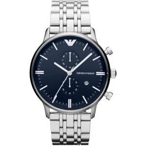Giorgio Armani klocka för män, kvarts 2 sub dial kronografrörelse och 42 mm fodralstorlek med rostfritt stålband Giorgio Armani klocka för män, kvarts 2 sub dial kronografrörelse och 42 mm fodralstorlek med rostfritt stålband