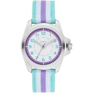 s.Oliver barnklocka – rund – silver – 32 mm – klocka av metall med kvartsurverk på textilband med stiftspänne – analog armbandsur – 3 atm vattentät – reptålig s.Oliver barnklocka – rund – silver – 32 mm – klocka av metall med kvartsurverk på textilband med stiftspänne – analog armbandsur – 3 atm vattentät – reptålig