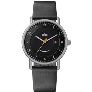 Braun Herr 3-hand med soldriven datum analog kvartsur, svart urtavla och svart läderrem, 40 mm rostfritt stålfodral, modell BN0301BKSLBKG, SILVER Braun Herr 3-hand med soldriven datum analog kvartsur, svart urtavla och svart läderrem, 40 mm rostfritt stålfodral, modell BN0301BKSLBKG, SILVER