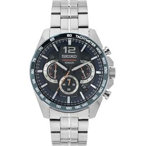 Seiko herrklocka kvarts rostfritt stål med silikonband, blå, Kronograf Seiko herrklocka kvarts rostfritt stål med silikonband, blå, Kronograf