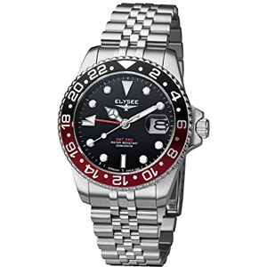 Elysee Herrklocka GMT PRO 40 mm 20 ATM män andra tidszonen, skruvad krona, lysande visare, datumvisning 80590, 80591, 80592, 80593, 80594, 80598, 80599, 80600, 80615, Silver-svart-röd, Armband Elysee Herrklocka GMT PRO 40 mm 20 ATM män andra tidszonen, skruvad krona, lysande visare, datumvisning 80590, 80591, 80592, 80593, 80594, 80598, 80599, 80600, 80615, Silver-svart-röd, Armband