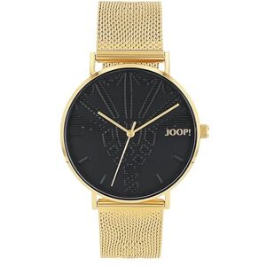 Joop! Armbandsur, analog kvartsur, med läderarmband, svart, 5 bar vattentät, slut på livet, levereras i presentask 2033717, Guld Joop! Armbandsur, analog kvartsur, med läderarmband, svart, 5 bar vattentät, slut på livet, levereras i presentask 2033717, Guld