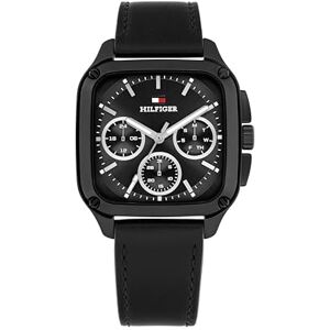 Tommy Hilfiger analog multifunktions kvarts klocka för män med svart läderrem 1792220 Tommy Hilfiger analog multifunktions kvarts klocka för män med svart läderrem 1792220