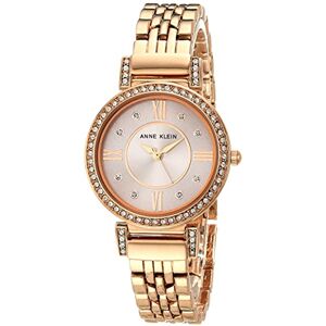 Anne Klein armbandsur för kvinnor med accentuerad premiumkristall, AK/2928, Roséguld/brungrå Anne Klein armbandsur för kvinnor med accentuerad premiumkristall, AK/2928, Roséguld/brungrå