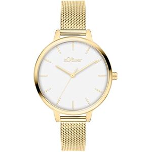 s.Oliver damklocka – rund – guld – 36 mm – elegant damklocka av metall med kvartsrörelse – 3 atm vattentät – reptålig s.Oliver damklocka – rund – guld – 36 mm – elegant damklocka av metall med kvartsrörelse – 3 atm vattentät – reptålig