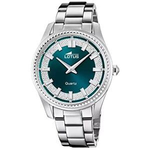 Lotus Damarmbandsur i rostfritt stål i färgen silver-grön 38 mm, vattentäthet: 5 bar, 18898/3, Silvergrön Lotus Damarmbandsur i rostfritt stål i färgen silver-grön 38 mm, vattentäthet: 5 bar, 18898/3, Silvergrön