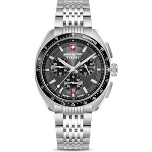 Swiss Military Hanowa Defender herrklocka med läderband eller metallband Chrono Safirglas, Grå/metallband, Armband Swiss Military Hanowa Defender herrklocka med läderband eller metallband Chrono Safirglas, Grå/metallband, Armband